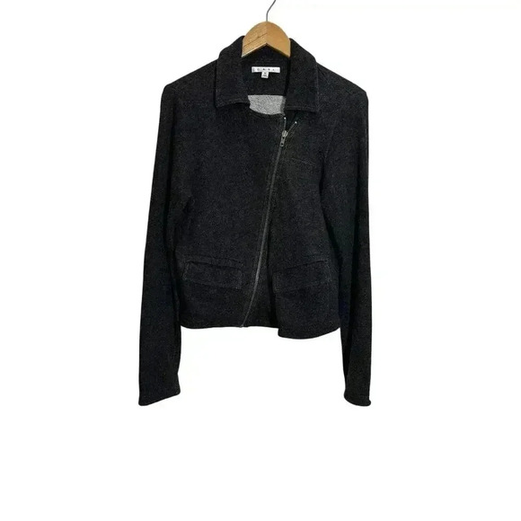 Cabi Women M Gray Ponte Moto Jacket Asymmetrical Zip Front Street Style Punkcore - Picture 1 of 11